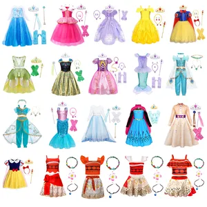 Prinses Elsa Anna en sneeuw prinses kostuum voor meisjes, verkleedkleding voor verjaardagsfeestje