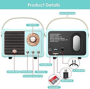 Small Wireless BT <b>Speaker</b> Retro Old Radio TF FM Function RGB <b>LED</b> Lighting Battery Powered for Kitchen Desk Bedroom Office Party - Product Image 6