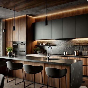 Custom High-End Modular Kitchen <b>Cabinets</b> Solid Wood Doors Western-Style Kitchen Island Quartz Countertops Eco-Friendly - Product Image 2