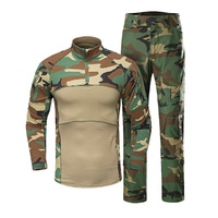 Ensemble de tenue de combat tactique pour homme à manches longues, respirant, pour entraînement extérieur, camouflage, imprimé délavé à l'acide, en coton haute élasticité
