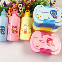 Boîte à lunch pour enfants d'école avec 2 compartiments en plastique pour sandwichs et collations au micro-ondes, avec bouteille d'eau