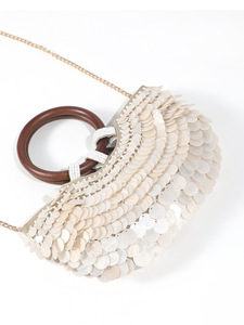 Bolso de mano de alta gama, versátil, hecho a mano, con cuentas, de color sólido, para la playa, viajes, cenas, para mujer. - Product Image 6