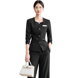Women's Blue Suit Set Polyester Formal Work Uniform Full Sleeve Anti-Wrinkle Spring Autumn 2025 Style - Product Image 5