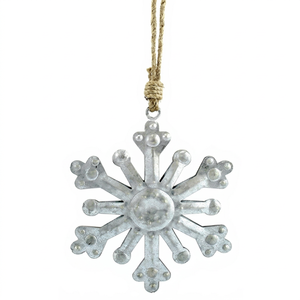 Ornement de Noël en métal argenté en forme de flocon de neige, fait main, décoration suspendue pour arbre de Noël, décoration d'hiver - Product Image 1