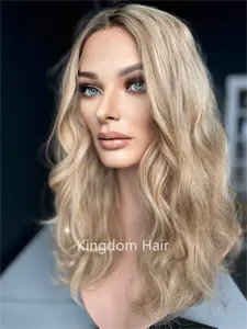 Magnifique très mince Balayage couleur blonde cheveux européens haut en soie perruque juive HD dentelle avant perruque médicale pour les femmes alopécie