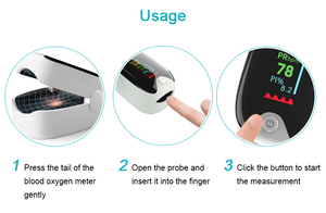Moniteur de saturation en oxygène sanguin numérique portable avec affichage LED, <span class=keywords><strong>mesure</strong></span> du rythme cardiaque, graphique de la fréquence cardiaque, alimentation électrique - Product Image 3