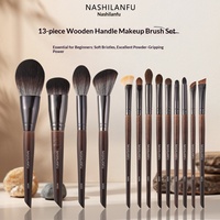 Nouvel ensemble de 13 pinceaux de maquillage en fibres synthétiques Cangzhou avec manche en bois pour le contour des yeux, les fards à paupières, le blush, la poudre libre et les sourcils
