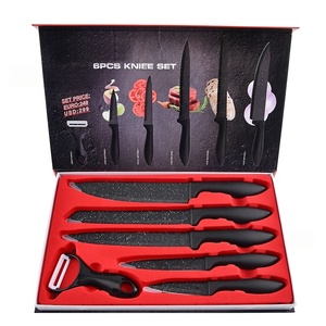 Factory 6‑Pcs Kitchen <b>Knife</b> Set Non‑Stick Coated 3Cr13 Stainless Steel Chef <b>Bread</b> Fruit <b>Knives</b> with Peeler Gift Box OEM - Product Image 2