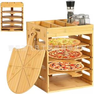Ensemble de spatules à pizza en bambou avec support 33x33x41cm pour le rangement et le service en cuisine - Product Image 1