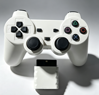 INNOASIA 2.4G Wireless PS2 Game Controller Plastik Transparan Motif Kepingan Salju 4-Tombol Getaran Ganda Kontrol Baterai Isi Ulang