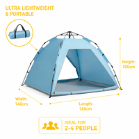 Tente de plage automatique haut de gamme, abri solaire imperméable, tente de camping extérieure portable, tente dôme pliable pour 4 personnes