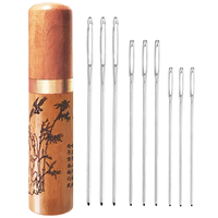 Tube de rangement pour aiguilles à coudre à la main, étui à cure-dents en bois, support d'aiguilles en bois d'ébène et bois de rose pour artisanat du cuir DIY