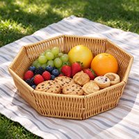 Panier de rangement octogonal en rotin plastique polyvalent pour les collations, le pain, les articles de salle de bain et l'organisation des petits objets