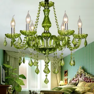 JYLIGHTING Luxury green color modern crystal ceiling pendant lighting chandelier light