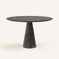 Table à manger Dream Home avec pieds coniques, plateau en marbre naturel poli, support conique élégant, table à manger minimaliste pour restaurant