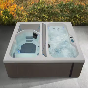 PROELIFE <span class=keywords><strong>Spa</strong></span> de luxe moderne deux-en-un <span class=keywords><strong>AirJet</strong></span> 10 jets autoportant chaud/froid pour bain de glace rectangulaire en acrylique intérieur/extérieur - Product Image 1