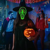 Masque LED DONGZQAN Scream D1-UK2, plusieurs modes d'éclairage, Ghostface, costume d'Halloween, hommes, adultes, enfants, garçons, anonyme, néon, cadeau