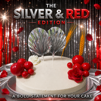 16-teiliges Rot-Silber Metallic Tortendekorations-Set 14-teiliges Palmblatt- und Getreideblumenball-Set für Hochzeit und Geburtstagsfeier