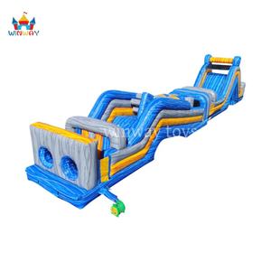 Parcours d'obstacles gonflable commercial modulaire en PVC bleu et jaune, 3 unités, 123x8x18 pieds, garantie 3 ans, comprend une pompe et des kits de réparation pour - Product Image 4