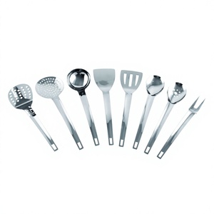 Ensemble de service en acier inoxydable 8 pièces Crown comprenant une louche Spaghetti Server à fente et une fourchette ensemble de vaisselle élégant - Product Image 1
