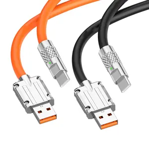 Nuova custodia in lega di zinco TPE cavo dati USB cavo di ricarica sincronizzazione 120W cavo di ricarica rapida 2.4A per Sam sung per cavo TPE resistente per iPhone