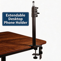 Support extensible anti-tremblement à deux ou trois sections avec lumière d'appoint de bureau pour tablette, selfie, diffusion en direct, appareil photo reflex numérique, téléphone portable et microphone