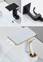 Mitigeur de Lavabo Moderne de Luxe Blanc et Or en Laiton, Robinet Cascade à Design Unique pour Salle de Bain