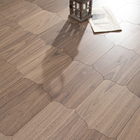 Parquet en bois d'ingénierie en noyer noir américain, motif lanterne, brossé, pour maisons de luxe et salles d'exposition