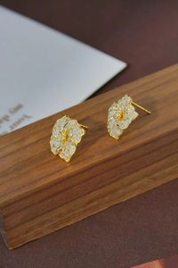 Pendientes de Flor Galsang con Diamantes Naturales de 1.2ct, Oro 18K, Moda Xinfly, Oro Real AU750, Joyería Personalizada para Mujer - Product Image 4