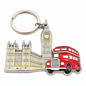 Wholesale Custom Zinc Alloy Enamel London Travel Souvenir Key Chain Pendant Fashion 3d London Car Red Bus Bear Metal Keychain