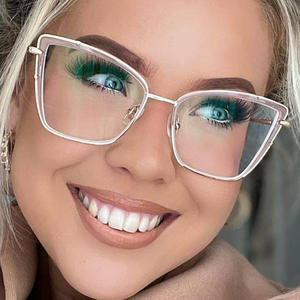 Gafas de montura completa Golden Butterfly para mujer, protección contra luz azul, lentes Ac, diseño cuadrilateral 87070 - Product Image 1