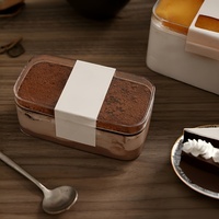 Vente en gros Récipient d'emballage de gâteau en plastique PS carré transparent Tiramisu Boîte d'emballage de pâtisserie à dessert avec couvercle