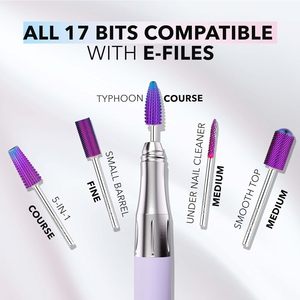 Broca para Uñas <span class=keywords><strong>de</strong></span> Carburo Typhoon Course, Diseño <span class=keywords><strong>de</strong></span> Corte en X, Vástago Recto Sin Recubrimiento, Broca <span class=keywords><strong>de</strong></span> Carburo MORADA para Uñas Acrílicas - Product Image 4