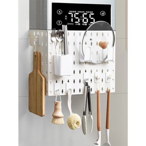 Wall Mounted Kitchen Storage Rack Rectangle Multifunctional With <b>Hooks</b> For Neatening And Organizing Utensils And <b>Tools</b> - Product Image 1