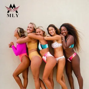 MLY moda mayo İki adet mayo Neon sarı renk Bikini kızlar