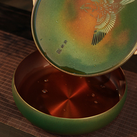 Hanque Teetablett aus Messing, Neues Chinesisches Teewasch-Set mit Messing-Infuser, Wasserspeicher und Abfluss, Luxuriöses Hochwertiges Kung-Fu-Tee-Set