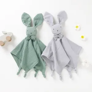 Wholesale Cute Bunny Bow Knot Rabbit Baby Comforter toy Organic