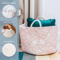 Cesta de Almacenamiento de Cuerda de Algodón Tejida, Cesta para Juguetes, Cesto para Ropa Sucia, Cesta para Guardería
