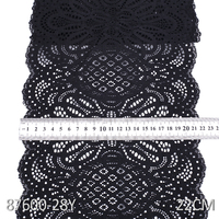 Tissu en dentelle élastique extensible de 23 cm, dentelle blanche et noire teinte de haute qualité, garniture en dentelle 90% nylon 10% élasthanne pour femmes