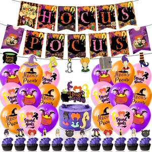 Décorations d'Halloween Drapeaux Hocus Pocus Les sorcières sont aussi des fêtes folles Bannière Maison hantée Décorations de cheminée