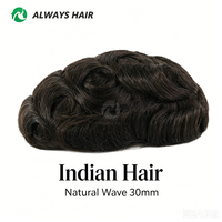 [Prêt à expédier] Prothèse capillaire pour homme en dentelle et PU, aspect naturel, cheveux humains indiens, Perruque masculine