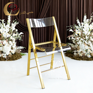 Chaise de salle à manger pliante moderne en acrylique transparent avec structure en acier inoxydable pour la maison et les appartements - Product Image 1