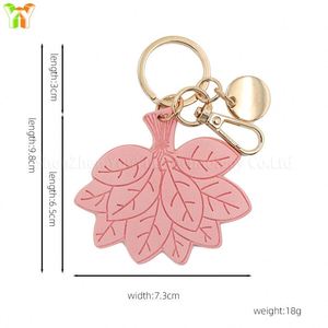 YY New Design Pomelo Leaf PU Leather Keychain Cut Leaf Bag Charm Pendant Portable <b>Creative</b> Keychain Promotion <b>Gifts</b> - Product Image 3
