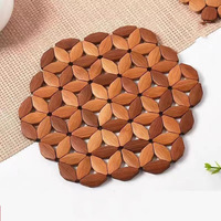 PRSVRA HHL-1436 Dessous-de-plat ronds en bois naturel pour plats chauds, ensemble pour table et comptoir de cuisine, robustes, durables, classiques, en stock