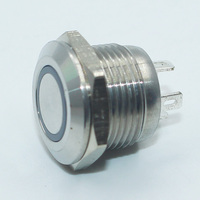 12mm 16mm 19mm 22mm 25mm 30mm courte course étanche Ip65 métal bouton poussoir interrupteur puissance lumière LED interrupteur tactile 5v 12v 24v 220v