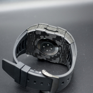 Boîtier en fibre de carbone RM pour Apple <span class=keywords><strong>Watch</strong></span>, série 8 6 <span class=keywords><strong>7</strong></span> SE, avec pierre de diamant noir de luxe, usiné par CNC - Product Image 4