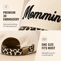 Topi Kasual Katun, Topi Baseball Bordir 3D Mommin Bergaya dengan Pinggiran Bermotif Leopard untuk Aktivitas Luar Ruangan Sehari-hari Grosir
