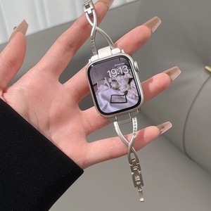 Bracelet fin en acier inoxydable avec clous croisés et boucle à ardillon pour Apple Watch 1-9, style féminin, compatible avec IWatch 8/9/10 - Product Image 2