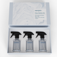 Bouteille de savon en verre personnalisée 120ml 200ml 500ml, design incliné, recyclable, avec pulvérisateur à gâchette 16oz pour brume fine, lot de 3, pour nettoyant