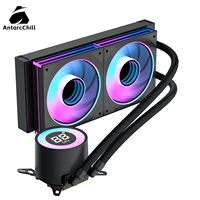 Refroidisseur de processeur liquide AntarcChill 240 AIO, tête de pompe ronde, affichage numérique en temps réel pour LGA 1700 1851 AM4 AM5, kit de refroidissement par eau